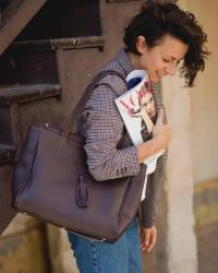 Kožená taška BIG SHOPPER F 24 - vínová