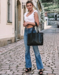 Kožená taška BIG SHOPPER F - černá