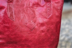 Kožená taška SHOPPER  14 - červená